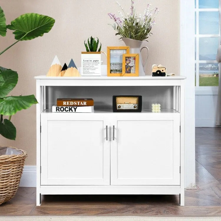 Kitchen Buffet Server Sideboard Storage Cabinet with 2 Doors and Shelf - 40 x 16 x 34 (L x W x H)