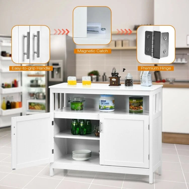 Kitchen Buffet Server Sideboard Storage Cabinet with 2 Doors and Shelf - 40 x 16 x 34 (L x W x H)