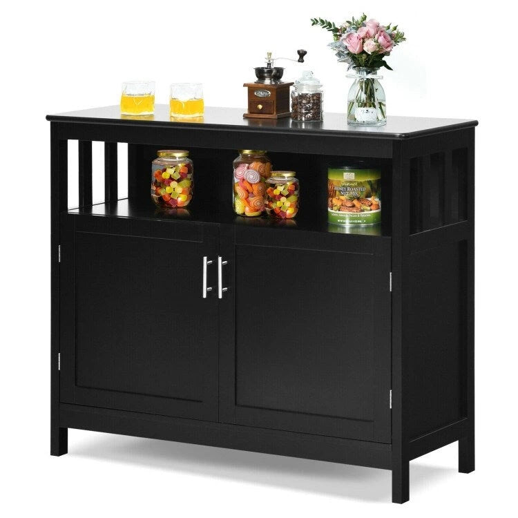 Kitchen Buffet Server Sideboard Storage Cabinet with 2 Doors and Shelf - 40 x 16 x 34 (L x W x H)