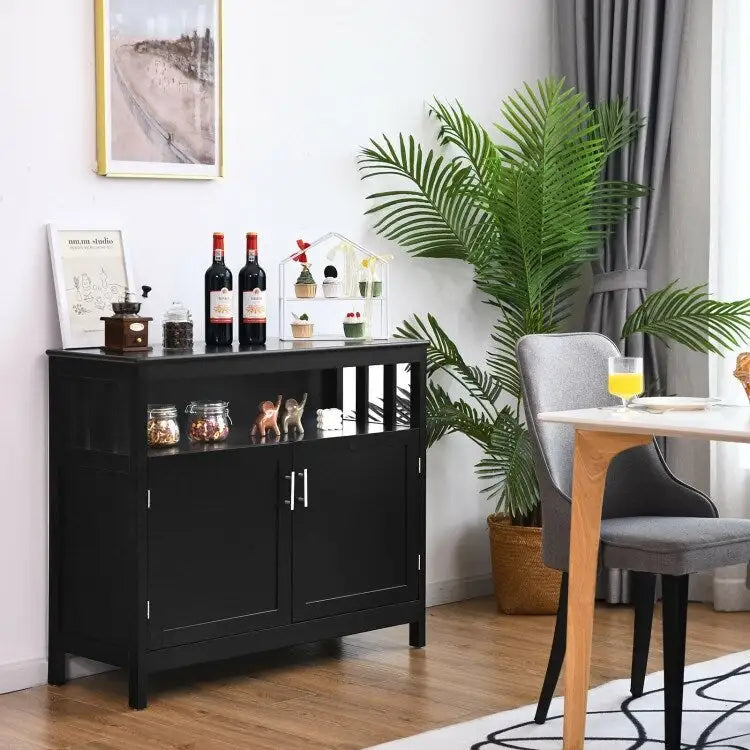 Kitchen Buffet Server Sideboard Storage Cabinet with 2 Doors and Shelf - 40 x 16 x 34 (L x W x H)