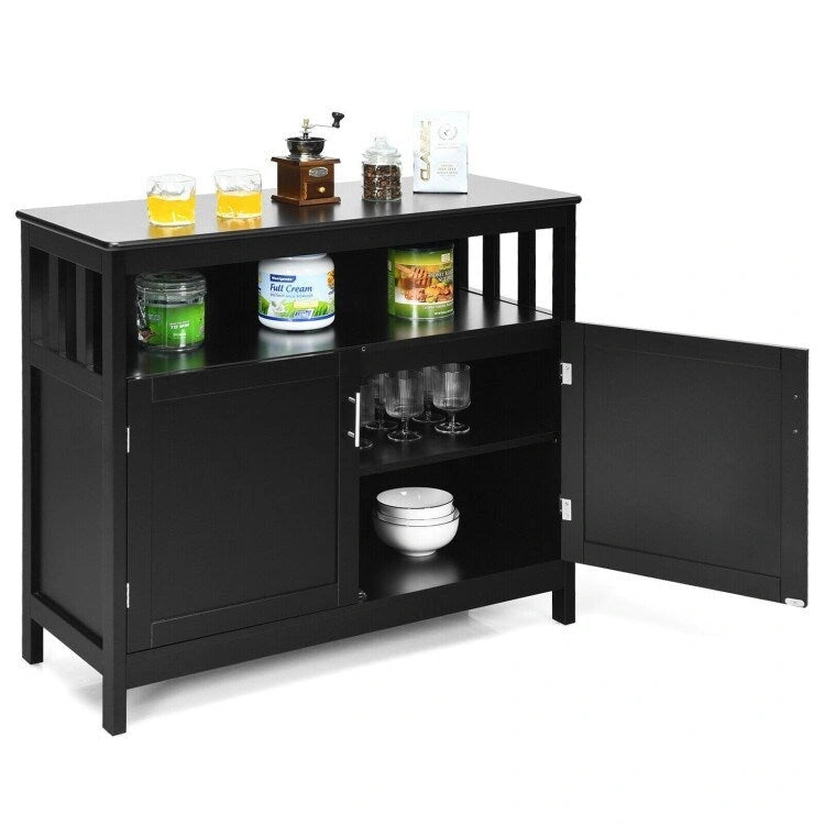 Kitchen Buffet Server Sideboard Storage Cabinet with 2 Doors and Shelf - 40 x 16 x 34 (L x W x H)