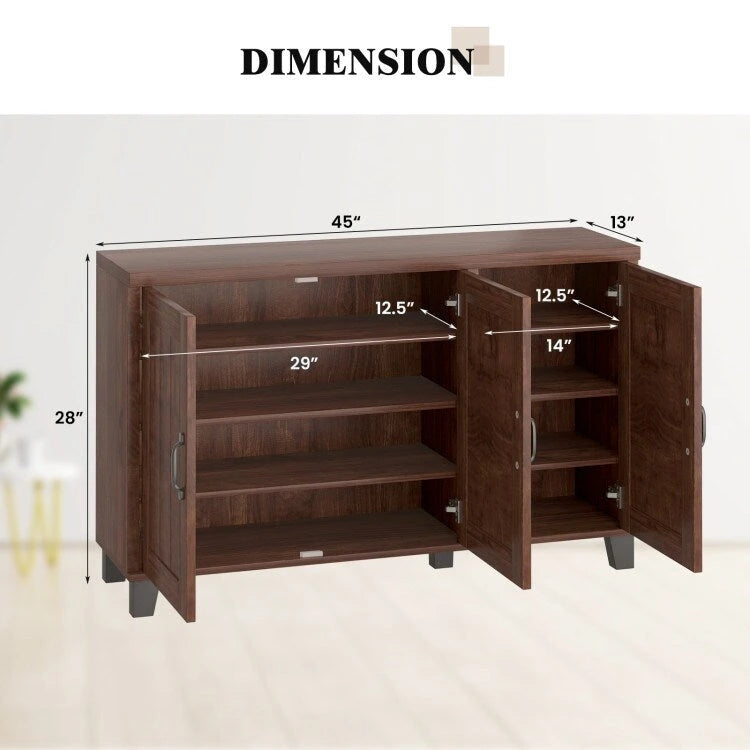 3-Door Buffet Sideboard with Adjustable Shelves and Anti-Tipping Kits - 45 x 13 x 28 (L x W x H)