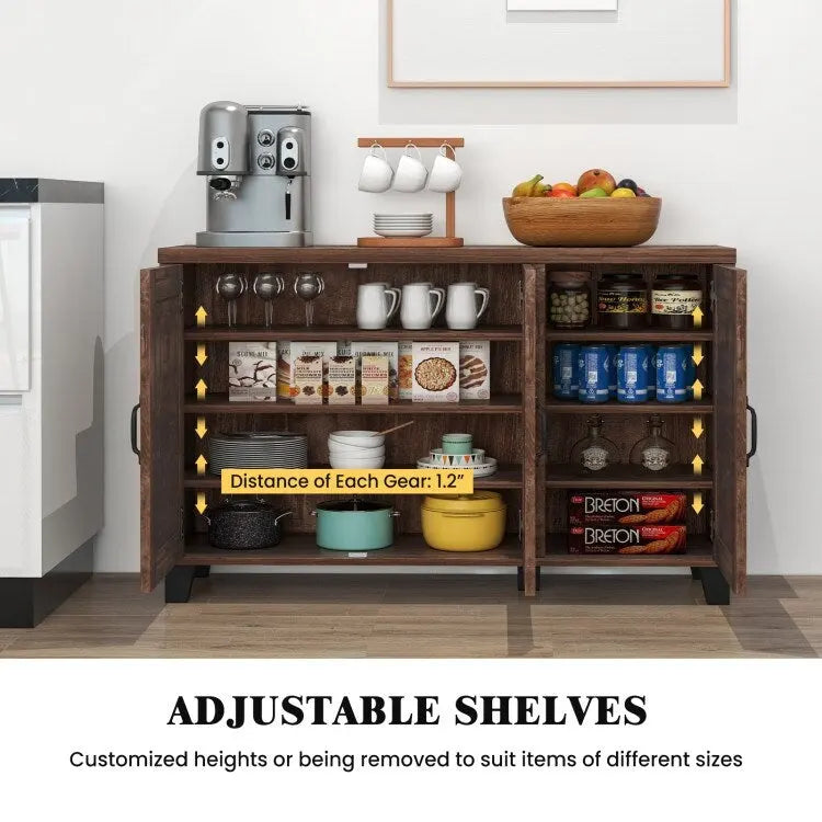 3-Door Buffet Sideboard with Adjustable Shelves and Anti-Tipping Kits - 45 x 13 x 28 (L x W x H)