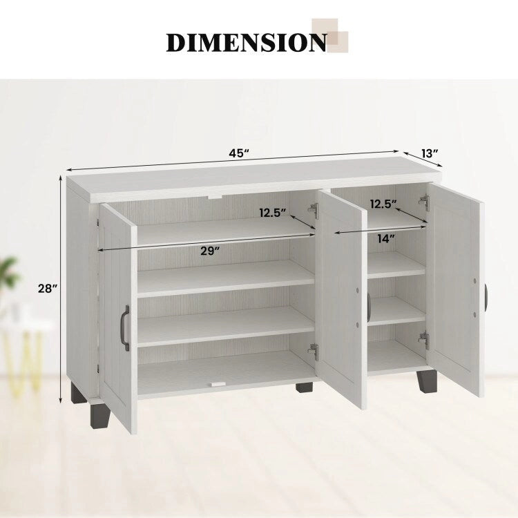 3-Door Buffet Sideboard with Adjustable Shelves and Anti-Tipping Kits - 45 x 13 x 28 (L x W x H)