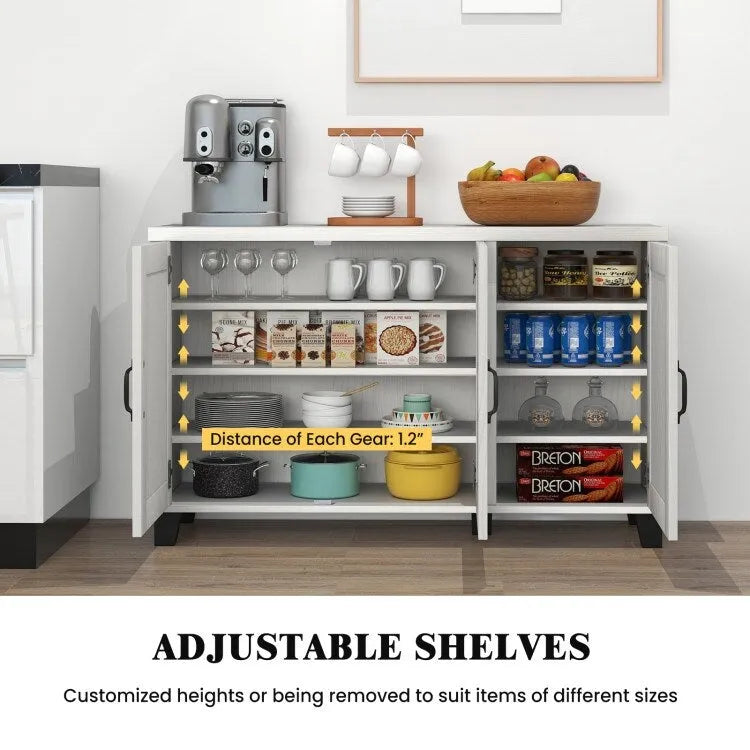 3-Door Buffet Sideboard with Adjustable Shelves and Anti-Tipping Kits - 45 x 13 x 28 (L x W x H)
