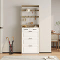 Wood Shoe Storage Cabinet 24-Pair Foldable Compartments Shoe Cabinet with 2-Drawer,3 Flip Drawers & Hanger