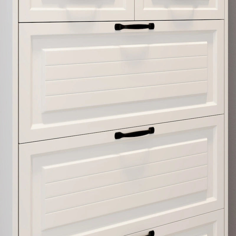 Wood Shoe Storage Cabinet 24-Pair Foldable Compartments Shoe Cabinet with 2-Drawer,3 Flip Drawers & Hanger