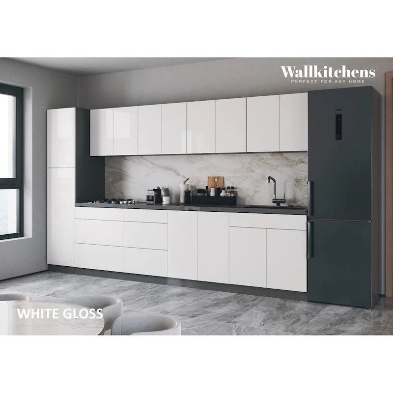 White Gloss Kitchen Cabinet Set - 11Ft Wide