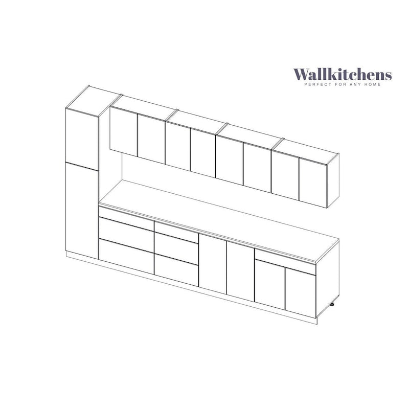 White Gloss Kitchen Cabinet Set - 11Ft Wide