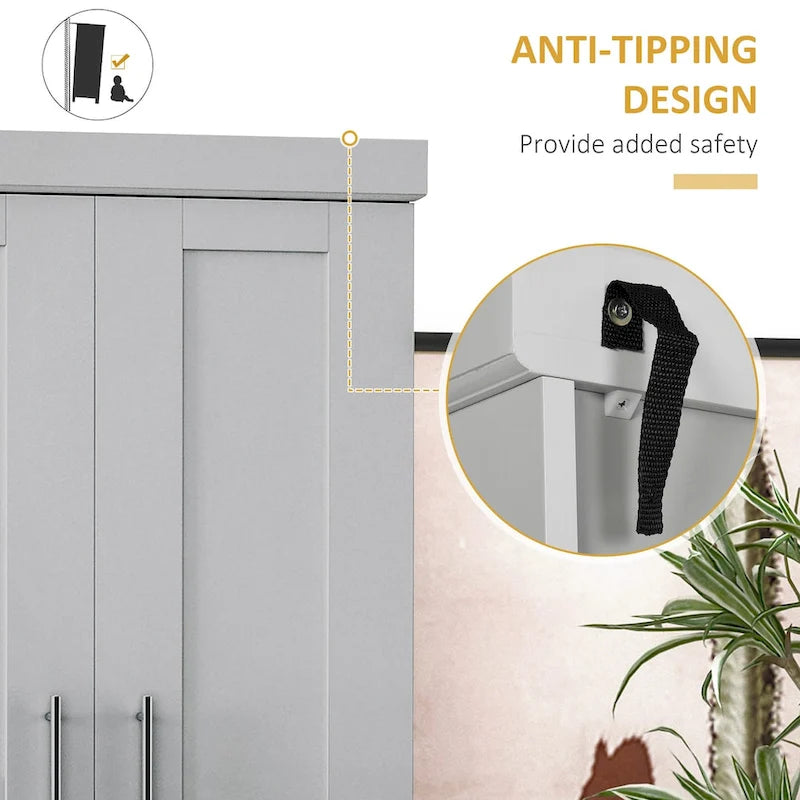 Modern Kitchen Pantry Freestanding Cabinet Cupboard with Doors and Drawer, Adjustable Shelving, Grey