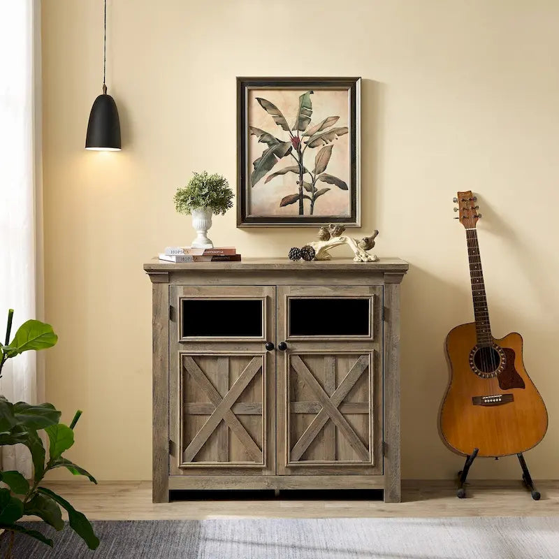 38 Farmhouse 2 Doors Cabinet Large Buffet Sideboard Cabinet - N/A