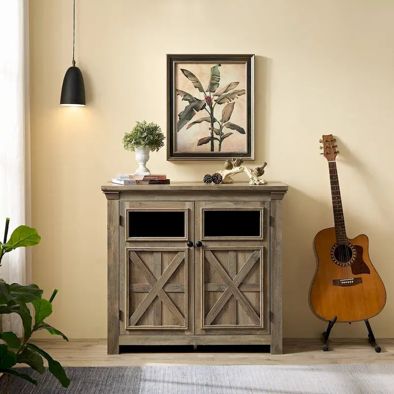 38 Farmhouse 2 Doors Cabinet Large Buffet Sideboard Cabinet - N/A