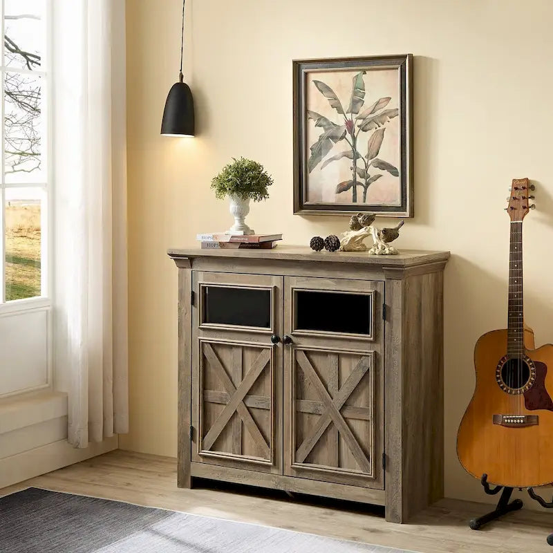 38 Farmhouse 2 Doors Cabinet Large Buffet Sideboard Cabinet - N/A