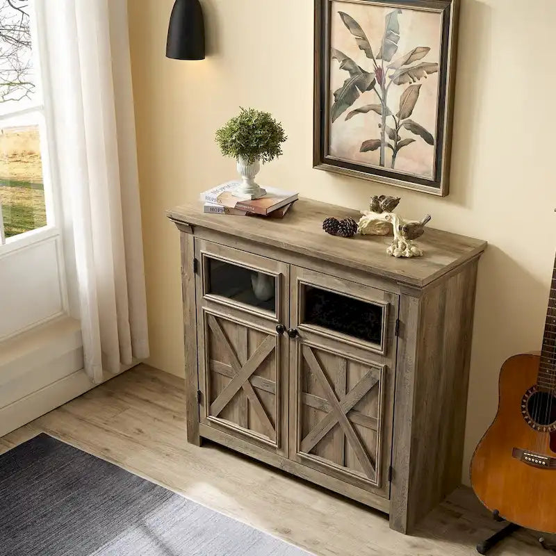 38 Farmhouse 2 Doors Cabinet Large Buffet Sideboard Cabinet - N/A