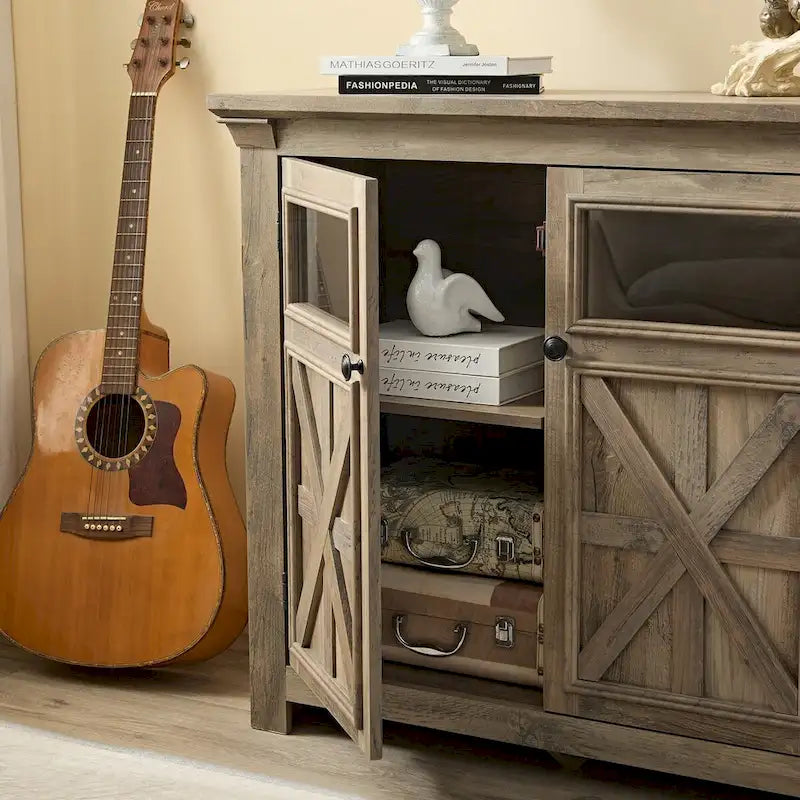 38 Farmhouse 2 Doors Cabinet Large Buffet Sideboard Cabinet - N/A