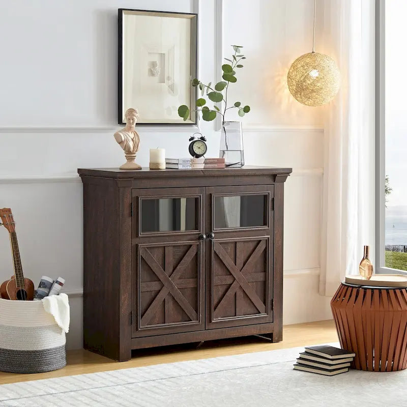 38 Farmhouse 2 Doors Cabinet Large Buffet Sideboard Cabinet - N/A