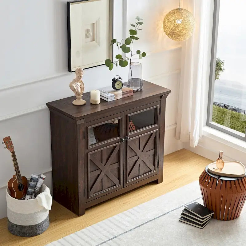 38 Farmhouse 2 Doors Cabinet Large Buffet Sideboard Cabinet - N/A