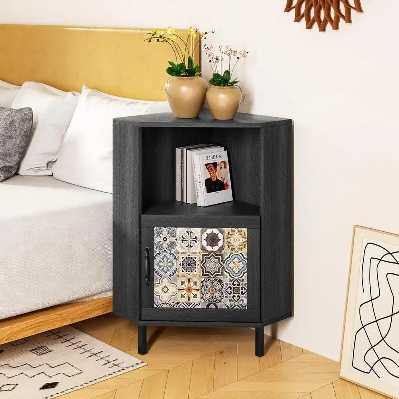 Side Cabinet with Storage, Modern Free Standing Buffet Sideboard with Metal Base