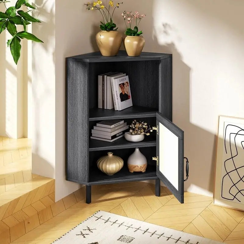 Side Cabinet with Storage, Modern Free Standing Buffet Sideboard with Metal Base