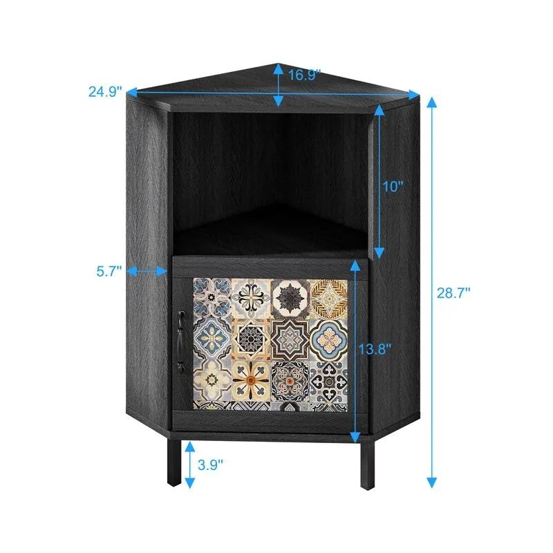 Side Cabinet with Storage, Modern Free Standing Buffet Sideboard with Metal Base