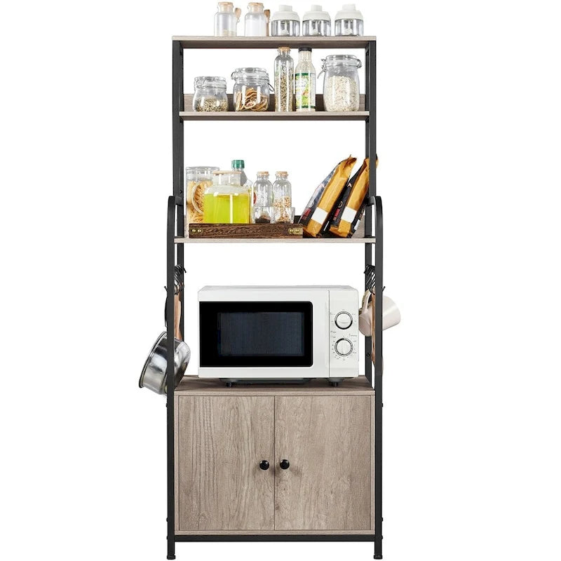 Multilayered Baker's Rack with 1 Cabinet and 3 Storage Shelves