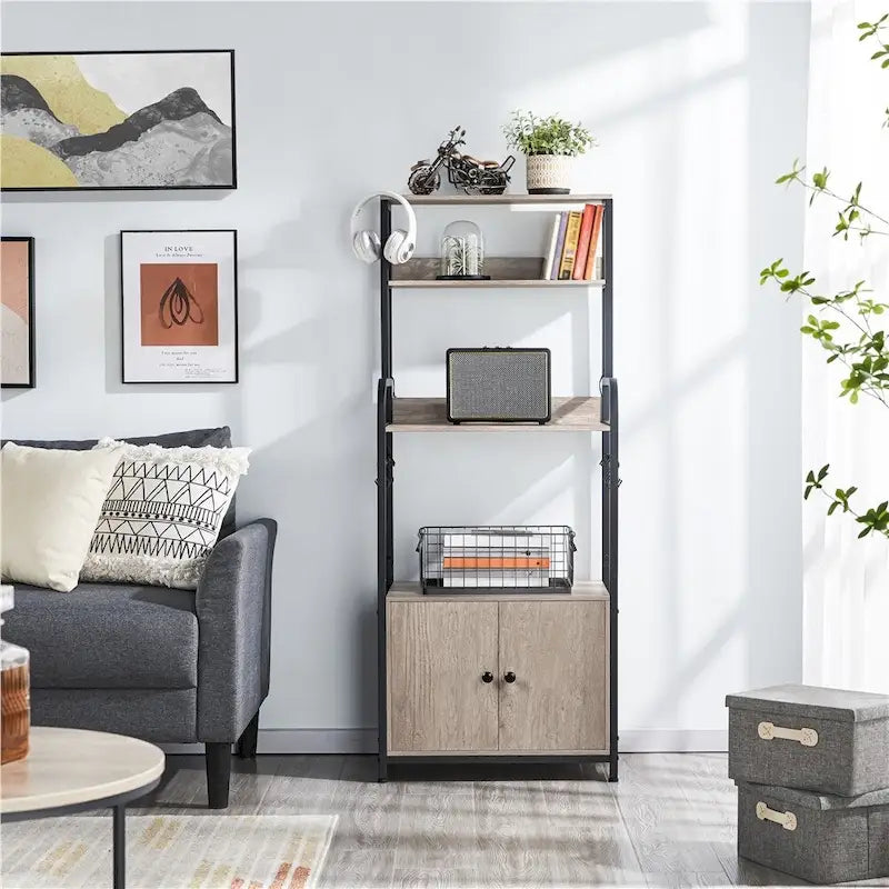 Multilayered Baker's Rack with 1 Cabinet and 3 Storage Shelves