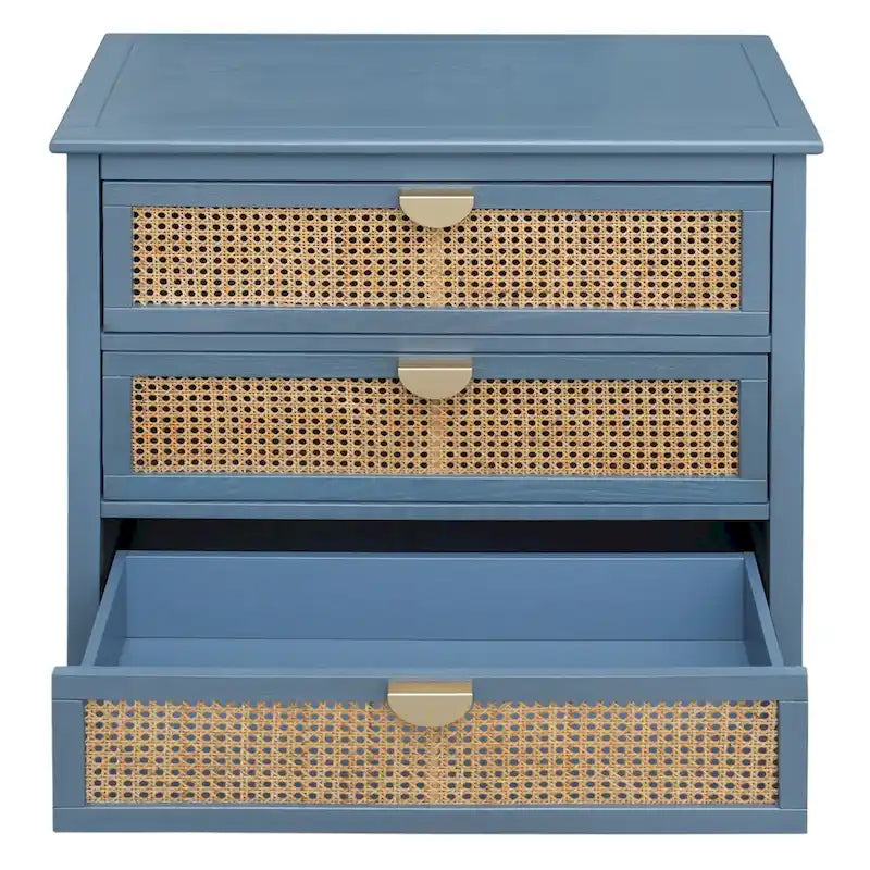 3 Drawer Cabinet,Natural rattan,American Furniture,Suitable for bedroom, living room, study