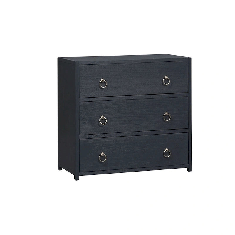Wire Brushed Denim, White & Black Accent Cabinet
