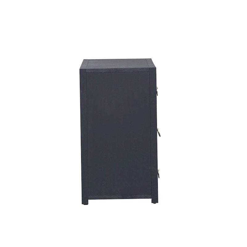 Wire Brushed Denim, White & Black Accent Cabinet