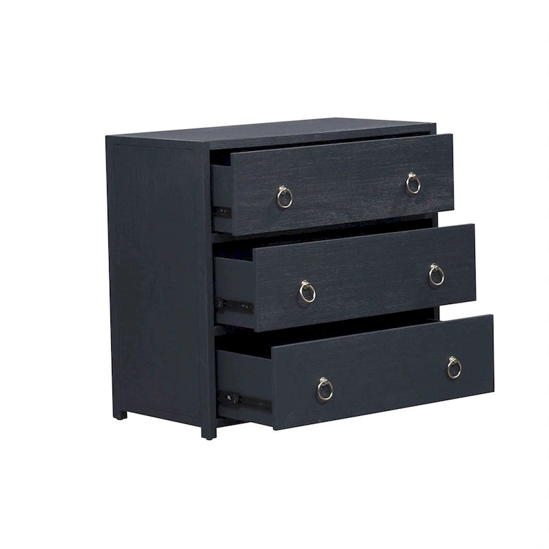Wire Brushed Denim, White & Black Accent Cabinet