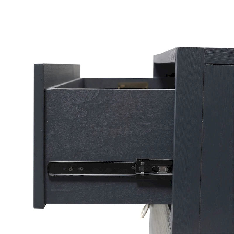 Wire Brushed Denim, White & Black Accent Cabinet