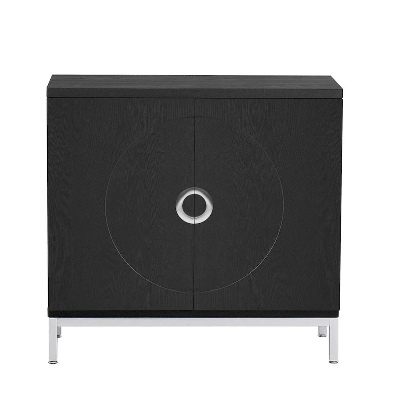 Accent Cabinet with Solid Wood Veneer and Metal Leg Frame - 34L x 15.5W x 31.9H