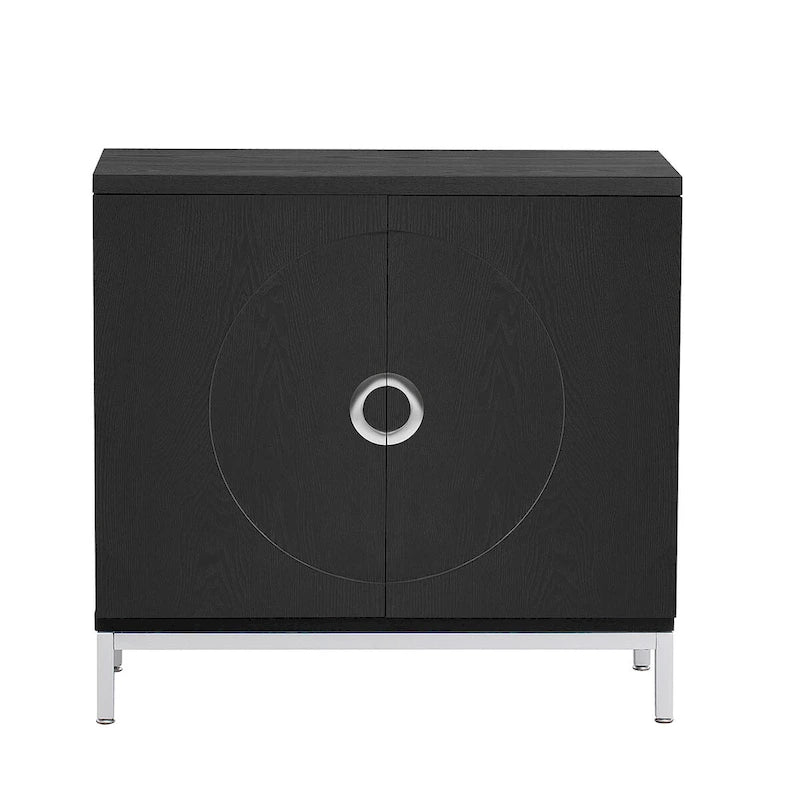 Accent Cabinet with Solid Wood Veneer and Metal Leg Frame - 34L x 15.5W x 31.9H