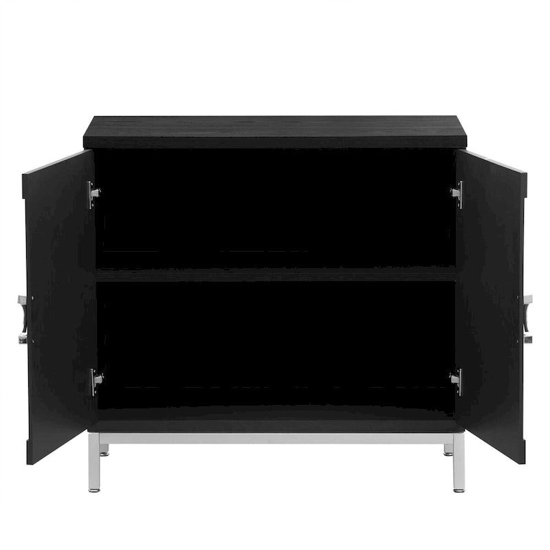 Accent Cabinet with Solid Wood Veneer and Metal Leg Frame - 34L x 15.5W x 31.9H