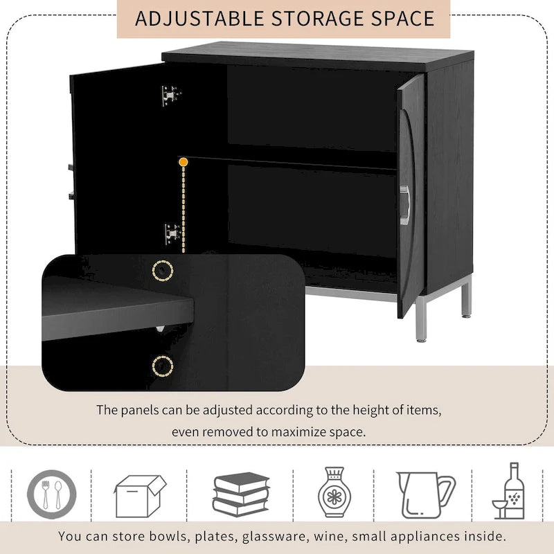 Accent Cabinet with Solid Wood Veneer and Metal Leg Frame - 34L x 15.5W x 31.9H