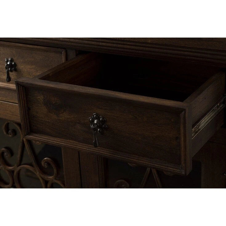 Handmade Solid Reclaimed Barn Wood & Wrought Iron Hardware Buffet & Sideboard 39 Width - N/A