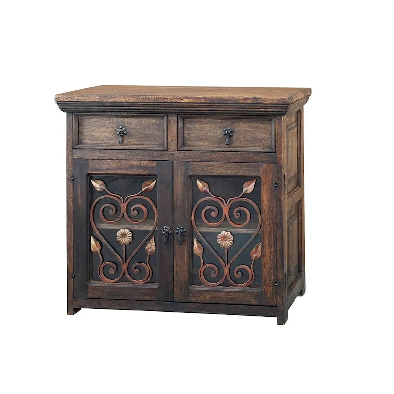 Handmade Solid Reclaimed Barn Wood & Wrought Iron Hardware Buffet & Sideboard 39 Width - N/A
