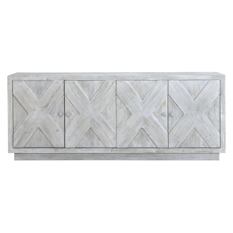 Addison 84 White Wash Reclaimed Pine Carved Sideboard