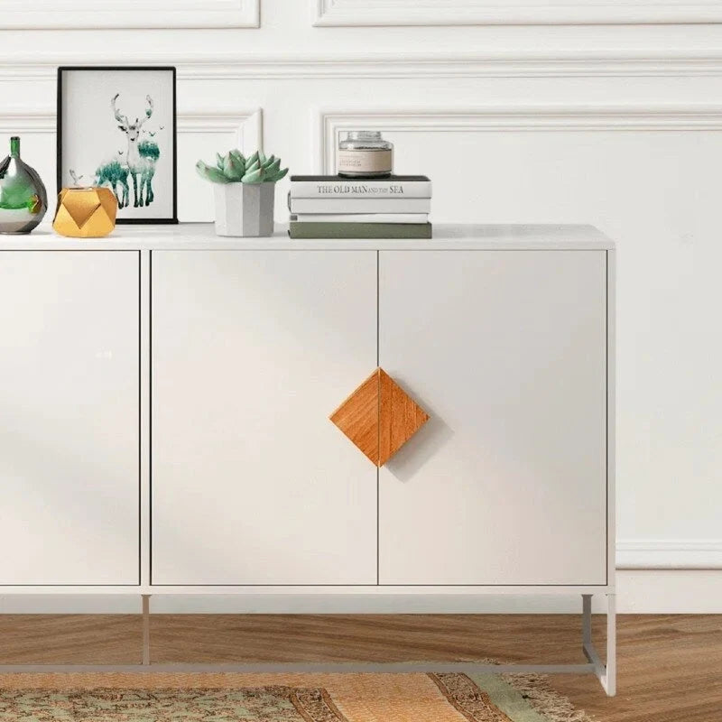 White Sideboard with 4 Doors Televison Table Entryway Cupboard Furniture, Storage Cabinet for Kitchen Buffet