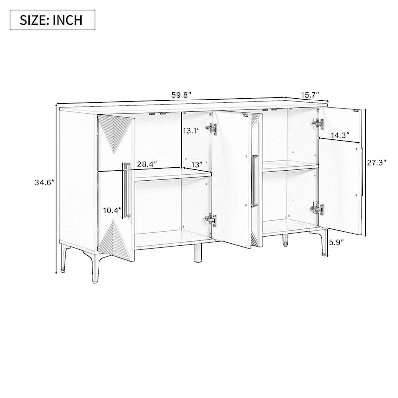 60 4 Doors Sideboard Cabinet