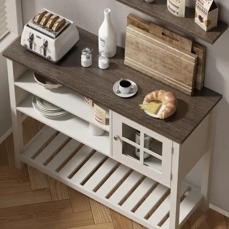 Farmhouse Coffee Bar Cabinet - 13.8D x 39.3W x 31.5H