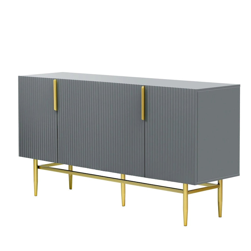 Modern Elegant 4-door Sideboard Gold Metal Handle Buffet Cabinet for Dining Room, Living Room, Bedroom, Hallway