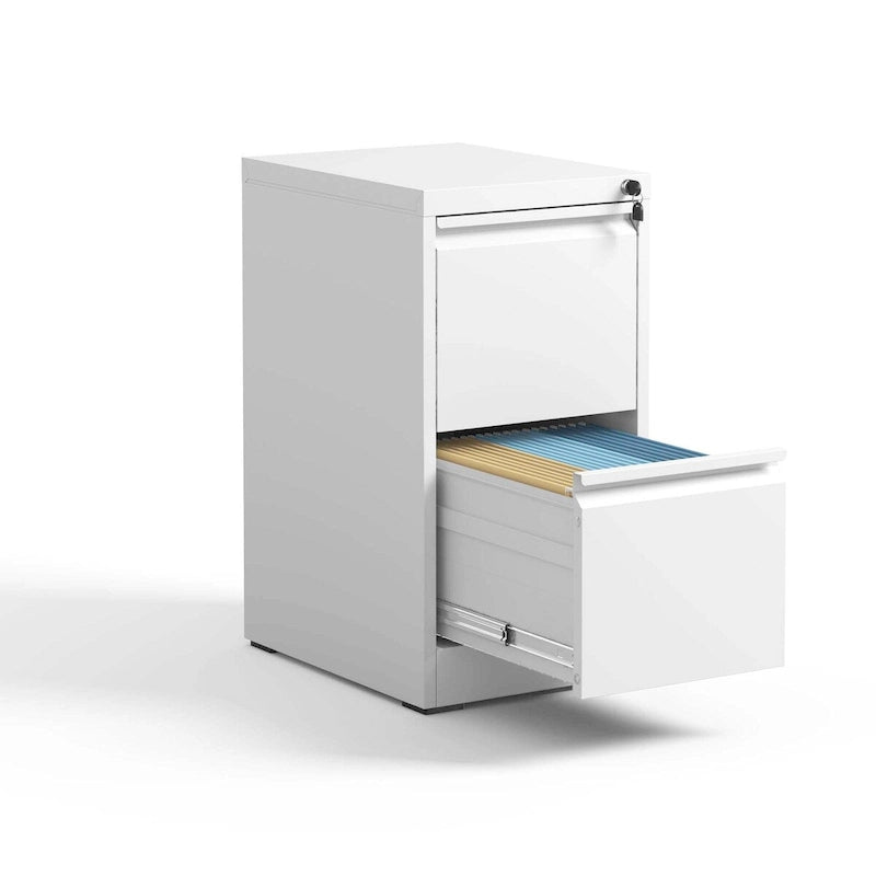 2-Drawers 14.96 W Metal Vertical File Cabinet with Lock Office Home Vertical File Cabinet for A4 Legal/Letter Size