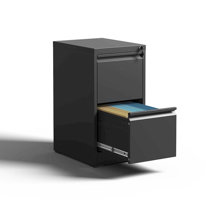 2-Drawers 14.96 W Metal Vertical File Cabinet with Lock Office Home Vertical File Cabinet for A4 Legal/Letter Size