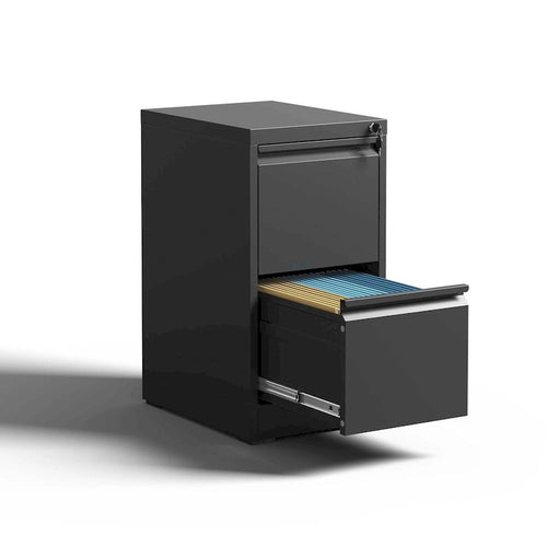 2-Drawers 14.96 W Metal Vertical File Cabinet with Lock Office Home Vertical File Cabinet for A4 Legal/Letter Size
