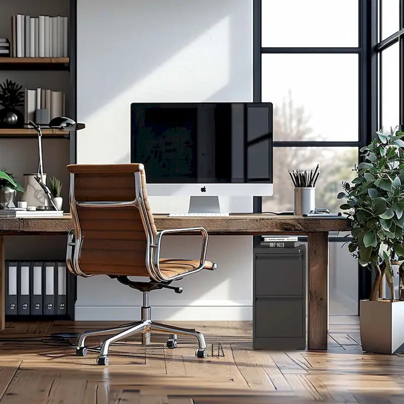 2-Drawers 14.96 W Metal Vertical File Cabinet with Lock Office Home Vertical File Cabinet for A4 Legal/Letter Size