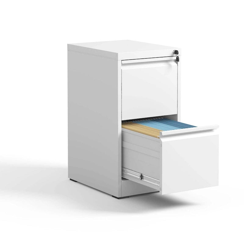 2-Drawers 14.96 W Metal Vertical File Cabinet with Lock Office Home Vertical File Cabinet for A4 Legal/Letter Size