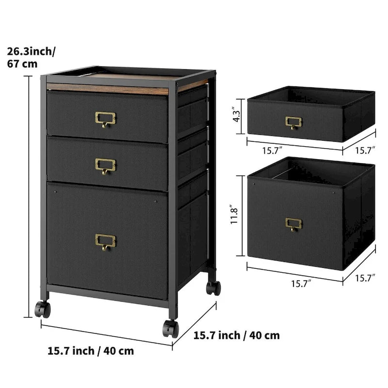 3 Drawers Under Desk Mobile File Cabinet with Wheels