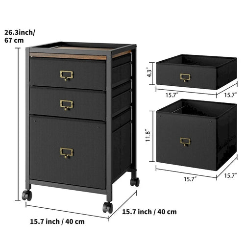 3 Drawers Under Desk Mobile File Cabinet with Wheels