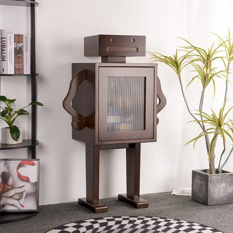 42 Robot Wooden Storage Cabinet Wine Rack